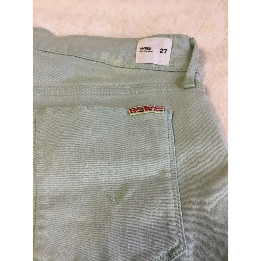 Hudson Wild Green Denim Amber Fray Hem Shorts - Picture 4 of 13